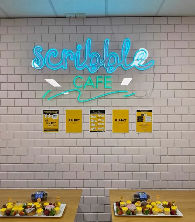 The Scribble Cafe staff room, set up for R U OK? Day