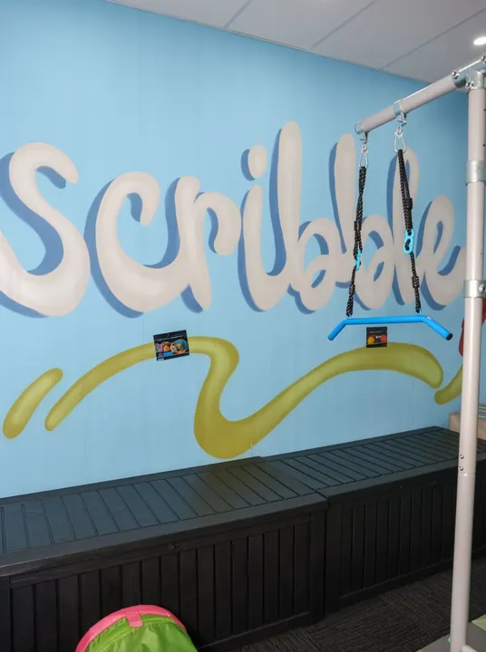 The Scribble wall mural in our sensory gym